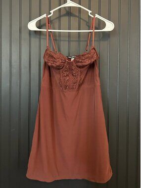 Rust Lace Corset Mini Dress